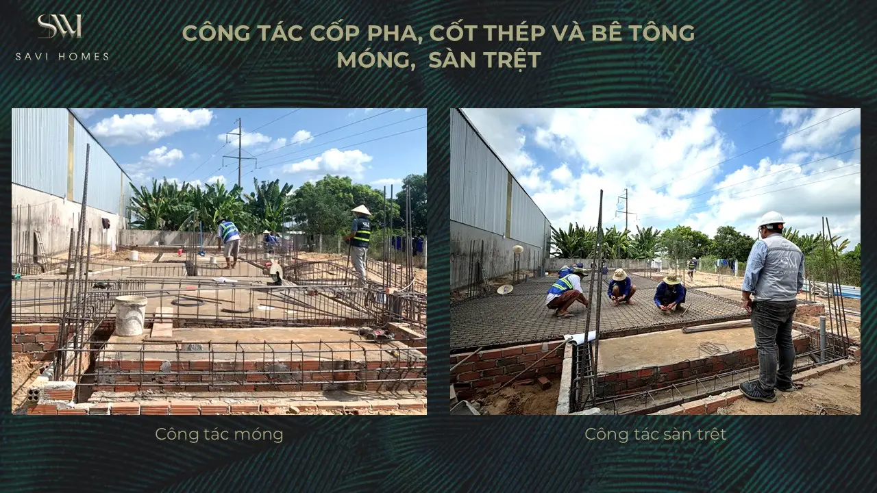 QUY TRÌNH THIẾT KẾ KIẾN TRÚC & THI CÔNG XÂY DỰNG 19 Công tác cốp pha, cốt thép và bê tông móng, sàn trệt